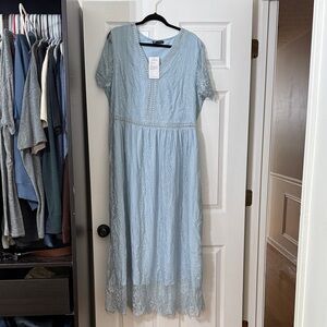 Elegant Blue Lace Dress